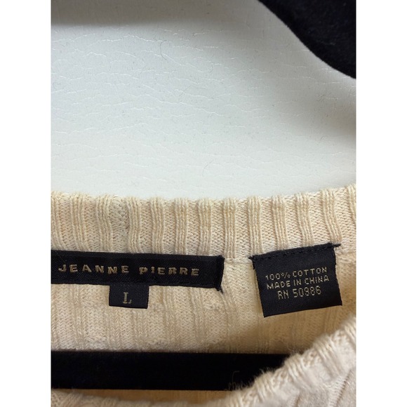 Jeanne Pierre Womens Cream Classic Cable Knit Fisherman Sweater Large NWOT - Picture 4 of 8